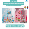 MOVIL PROYECTOR MUSICAL + SONAJA ANIMALITOS ROSADO